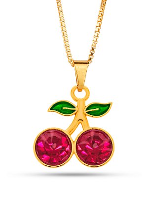 Corrente cerejas - banhado a ouro 18k