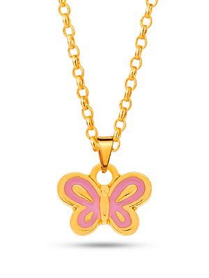 Corrente borboleta - banhado a ouro 18k