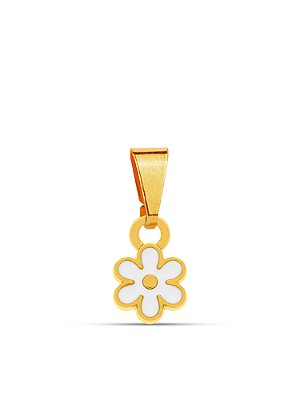 Pingente flor branca - banhado a ouro 18k