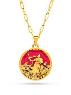 Corrente Obá pink - elo longo - banhado a ouro 18k
