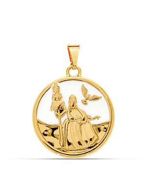 Pingente medalha Oxalá branco 2,5 x 2,5 cm