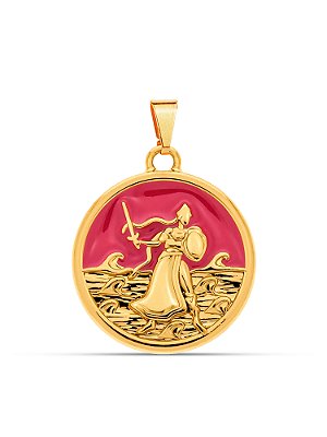 Pingente medalha Obá pink 2,5 x 2,5 cm
