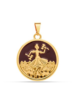 Pingente medalha Xangô marrom 2,5 x 2,5 cm