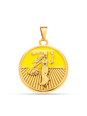 Pingente medalha Oxum amarelo  2,5 x 2,5 cm