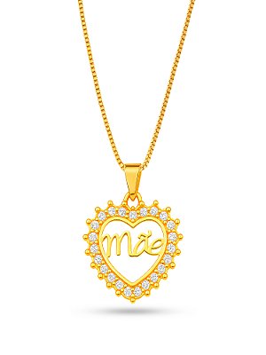 Corrente Mãe coração - banhado a ouro 18k