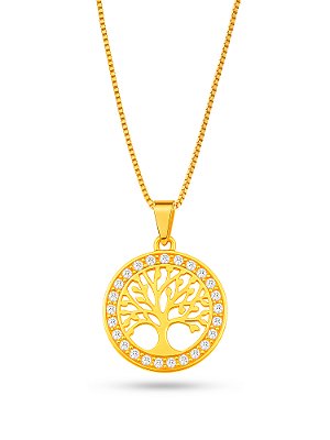 Corrente árvore da vida - banhado a ouro 18k