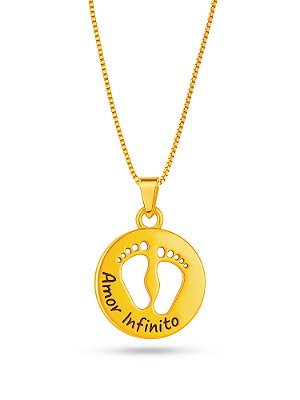 Corrente amor infinito pezinhos - banhado a ouro 18k