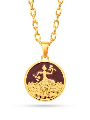 Corrente Xangô marrom - cadeado - banhado a ouro 18k
