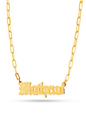 Colar com nome medieval - elo longo - banhado a ouro 18k