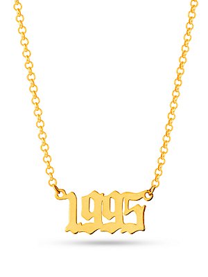 Colar com ano - elo português - banhado a ouro 18k