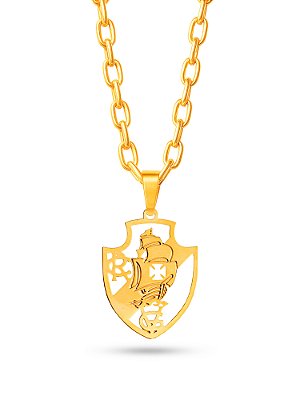 Corrente Vasco da Gama vazado - cadeado - banhado a ouro 18k