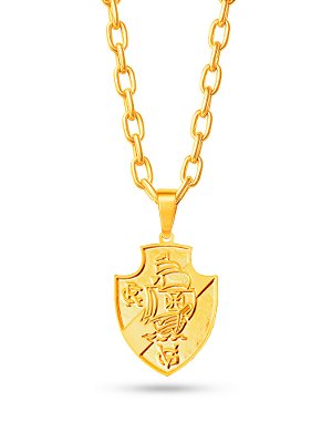 Corrente Vasco da Gama - cadeado - banhado a ouro 18k