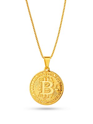 Corrente Bitcoin - veneziana - banhada a ouro 18k