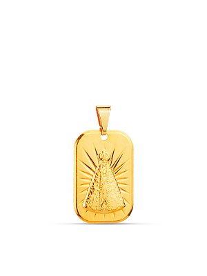 Pingente placa arredondada Nossa Senhora - banhado a ouro 18k