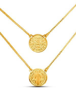 Escapulário São Bento - veneziana - banhado a ouro 18k