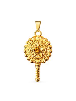 Pingente Espelho com estrela Oxum 3,4 x 1,9 cm - banhado a ouro 18k