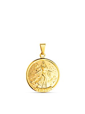 Pingente medalha de Iemanjá - banhado a ouro 18k