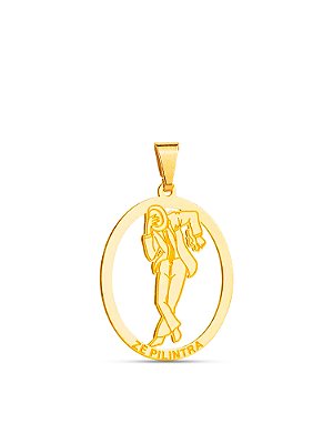 Pingente Zé Pilintra oval - banhado a ouro 18k