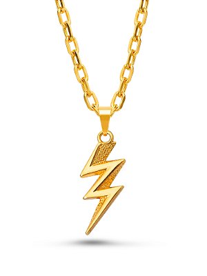 Corrente Raio de Iansã G - cadeado - banhado a ouro 18k