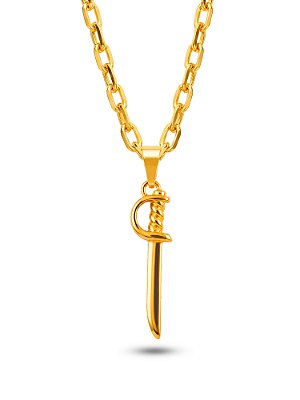 Corrente Espada de Ogum G - cadeado - banhado a ouro 18k