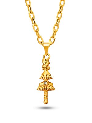 Corrente Opaxorô de Oxalá G - cadeado - banhado a ouro 18k