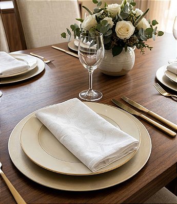 Guardanapos de Tecido Branco  para Festas Jacquard Kit com 20 Unidades