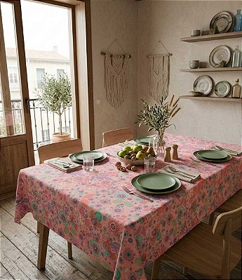 Toalha de Mesa Retangular 10 Lugares Rosa Chique