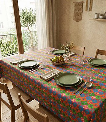 Toalha de Mesa Vermelha 6 Lugares Retangular Cortile