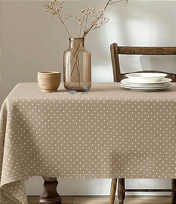 Toalha de Mesa Bege Poá Quadrada Sob Medida