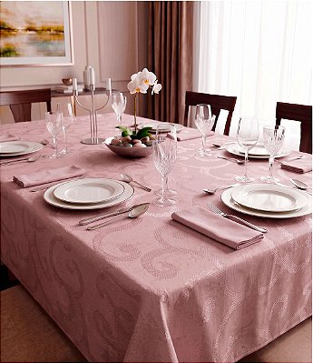 Toalha de Mesa Rosa Jacquard Quadrada Sob Medida