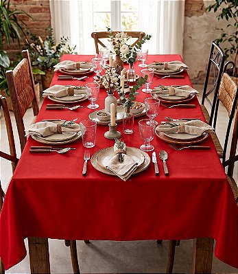 Toalha de Mesa Vermelha 8 Lugares Retangular Oxford