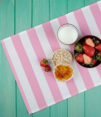 Jogo Americano Impermeável 8 Peças Rosa Listrado