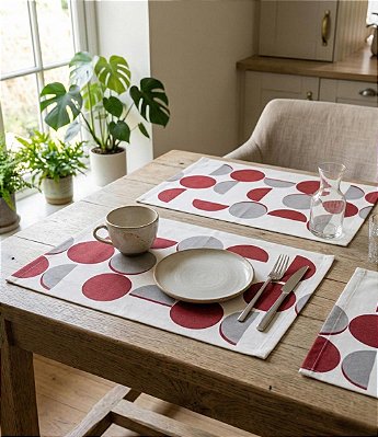 Jogo Americano Impermeável 6 Peças Branco Geométrico