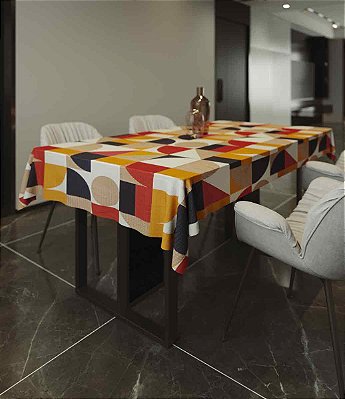 Toalha de Mesa Geométrica Retangular 10 Lugares Sob Medida Piquet