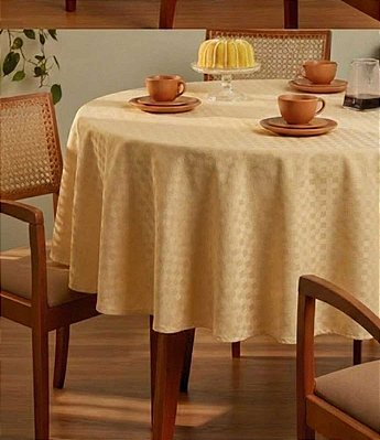 Toalha de Mesa Redonda Xadrez Dourada Sob Medida