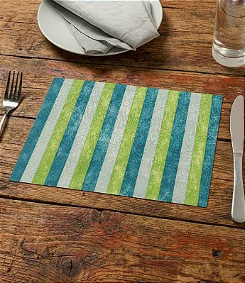 Jogo Americano Listrado Verde Verão 8 Peças