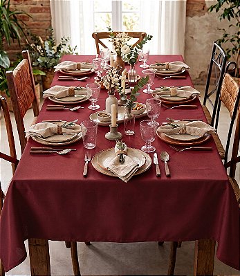 Toalha de Mesa Vinho Lisa Quadrada Sob Medida Algodão