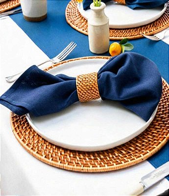 Guardanapos Azul Marinho de Tecido Oxford Kit com 20