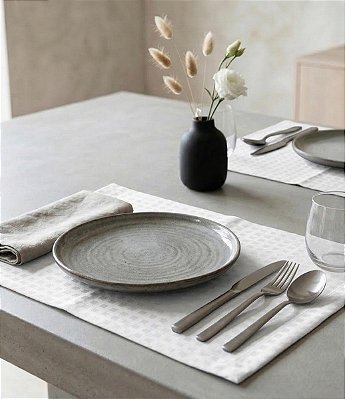 Jogo Americano Xadrez Branco Kit com 10 Unidades