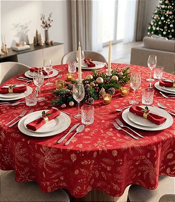 Toalha de Mesa Redonda Brilho de Natal Sob Medida