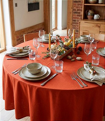 Toalha de Mesa Impermeável Terracota Redonda Sob Medida