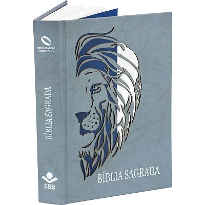 Bíblia Sagrada - NAA - Capa Dura - Corte Vazado - Leão/Azul - Letra GRANDE