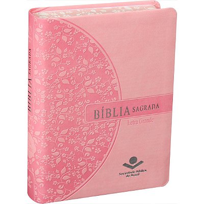 Bíblia Sagrada - ARA - Pequena - Letra Grande - Bordas Floridas - Rosa