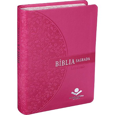 Bíblia Sagrada - Pequena - Letra Grande - Atualizada - Bordas Floridas - Pink