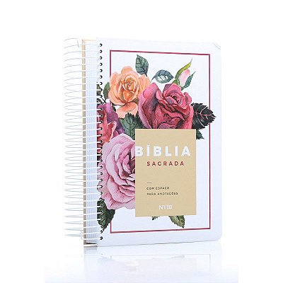 Bíblia Anote NVI - Espaço para Anotações - Capa Dura com Espiral - Floral