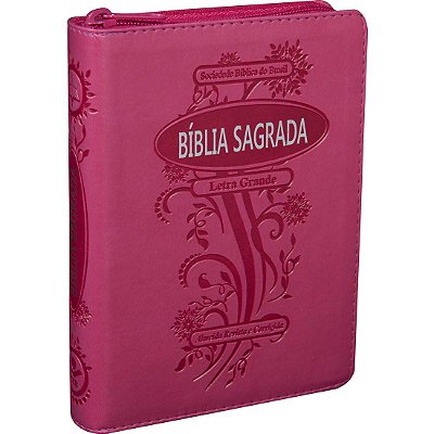 Bíblia Pequena - Revista e Corrigida - Letra Grande com Zíper - Pink