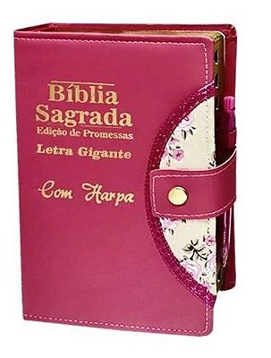 Bíblia Sagrada  Carteira com Harpa Pentecostal - Índice Lateral -  Letra Gigante - Pink