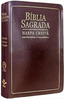 Bíblia Sagrada - Harpa Cristã - Com dicionário e Concordância - Marrom Nobre