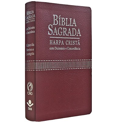 Bíblia Sagrada - Harpa Cristã - Com dicionário e Concordância - Vinho
