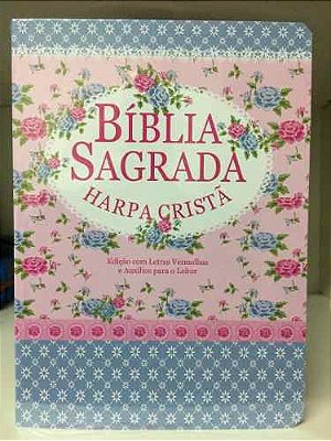 Bíblia Sagrada Harpa Cristã - ARC - Letra Gigante - Edição Com Letras Vermelhas e Auxílios Para o Leitor - Florida/Azul